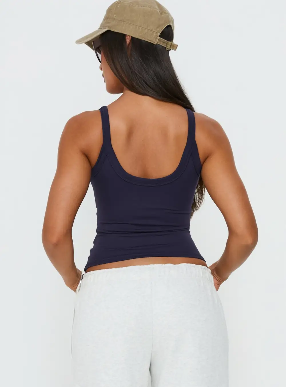Soft Cinched Longline Scoop Neck Tank Top