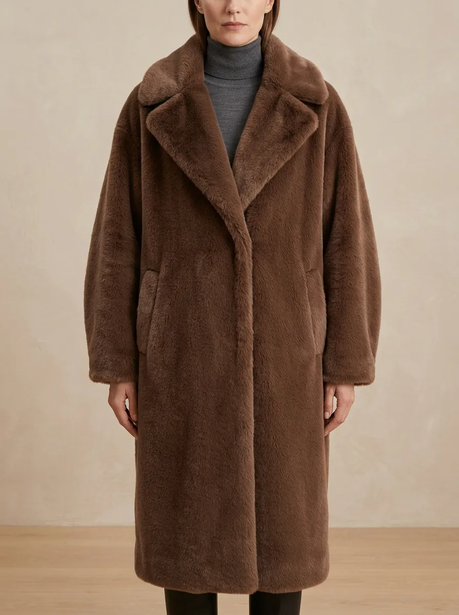 Solid Faux Fur Coat
