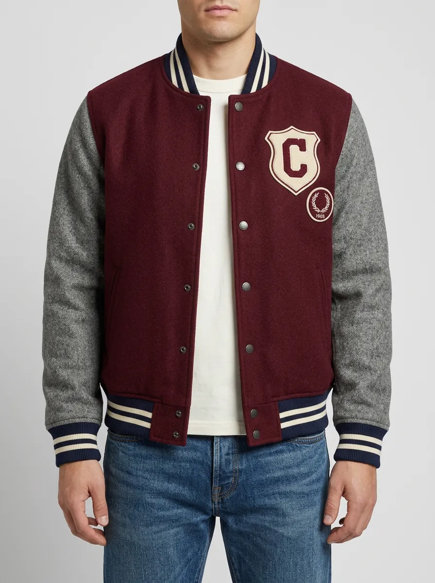 Men's Letter C College Wool Baseball Jacket