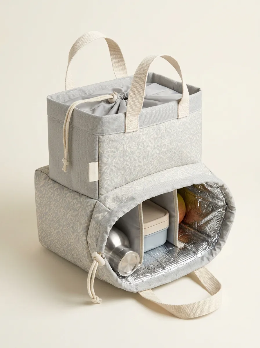 Lunch Organizer Floral Pattern Insulated Printed Tote Bag