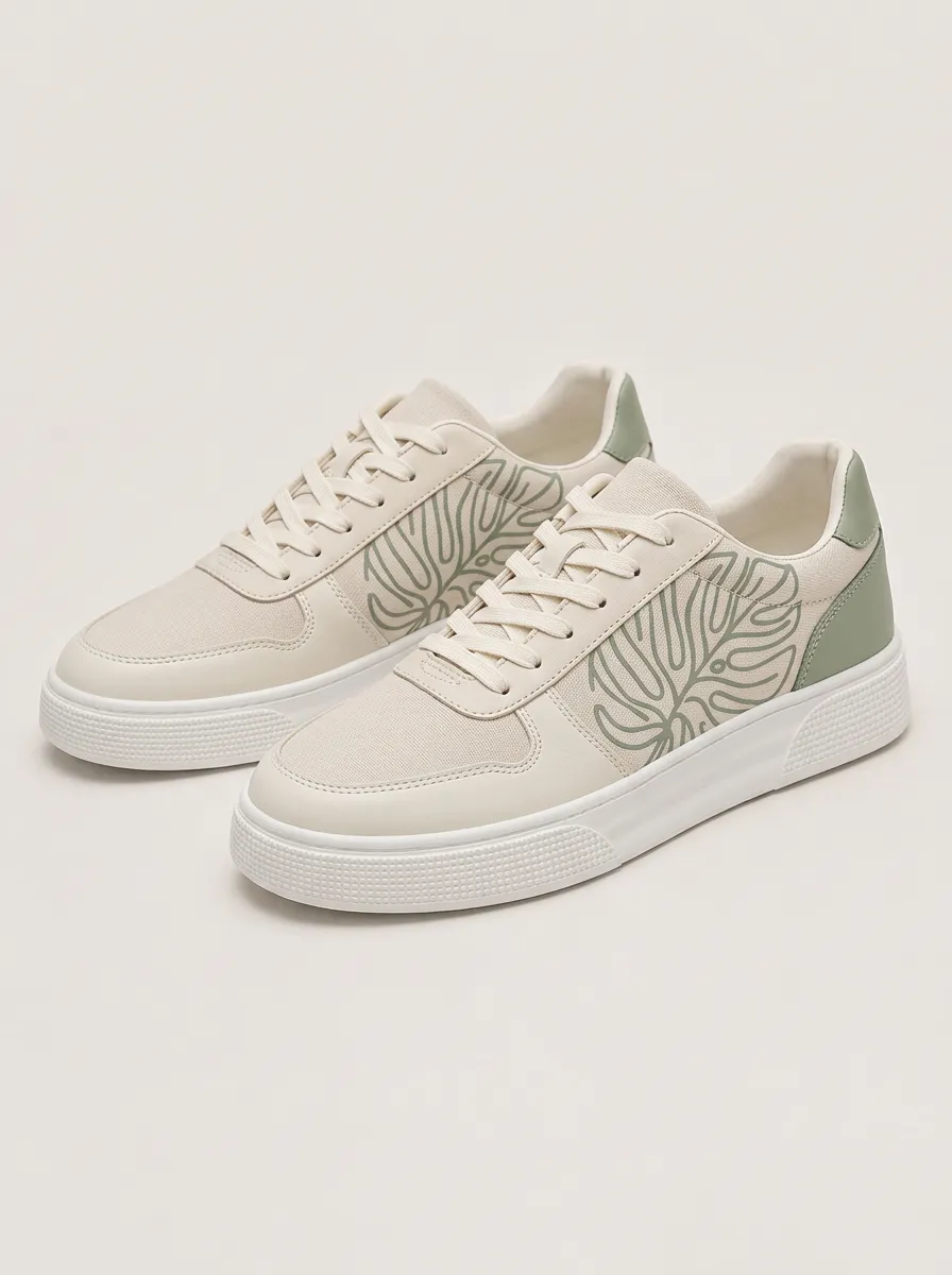 Men's Minimalist Monstera Leaf Skate Shoes