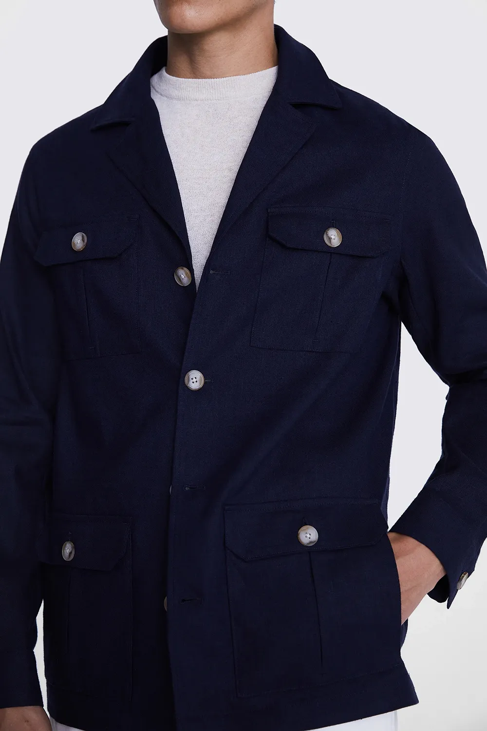 Linen Pleated Jacket with Neutral Textured Colors