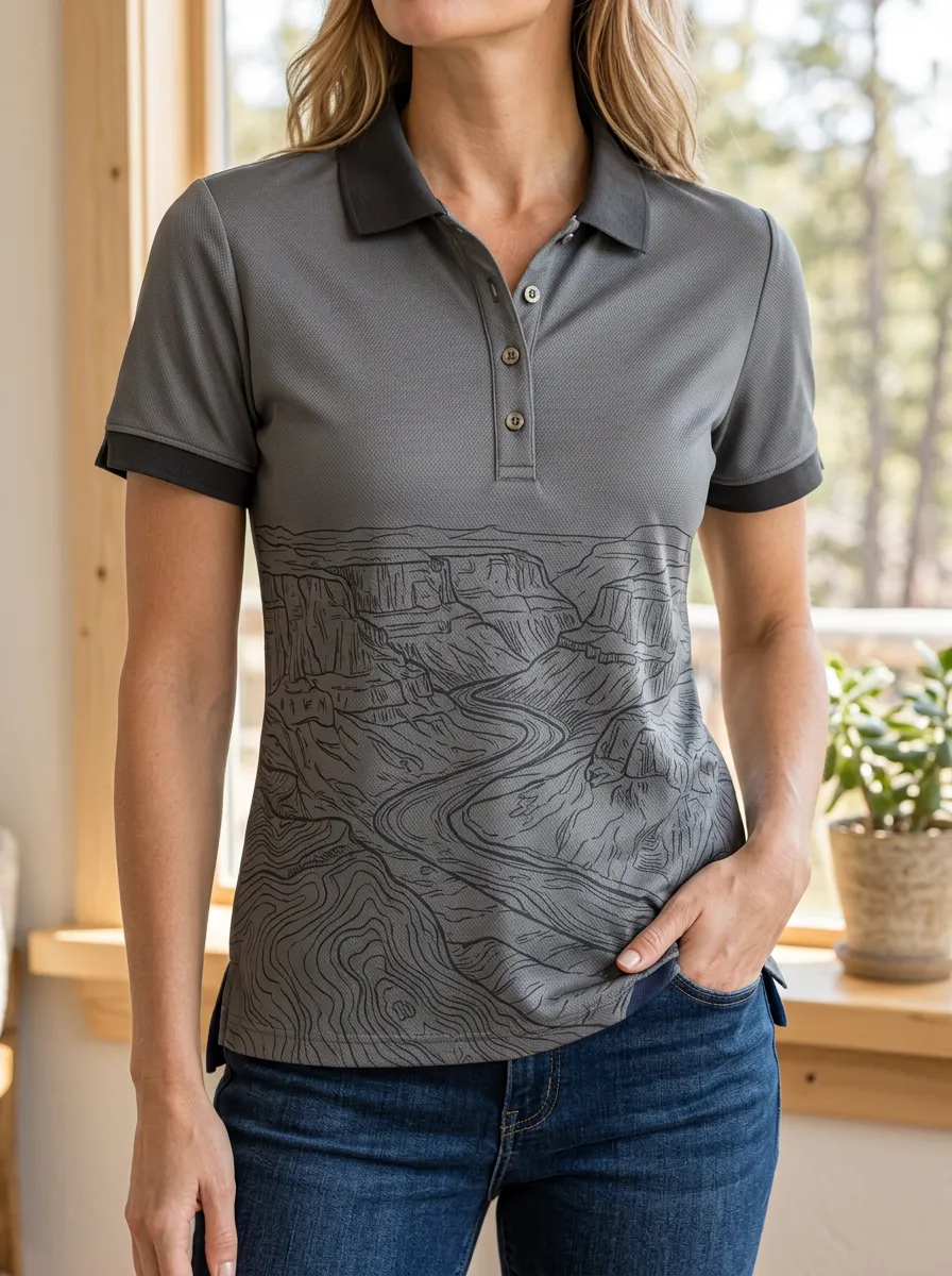 Women's Modern Canyon Landscape Nature Lover Polo Shirt