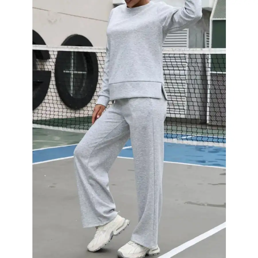 Round Neck Sweatshirt and Pants Set