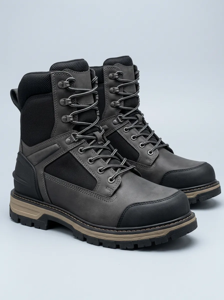 Men's Grey Work Boots with Tactical Inspired