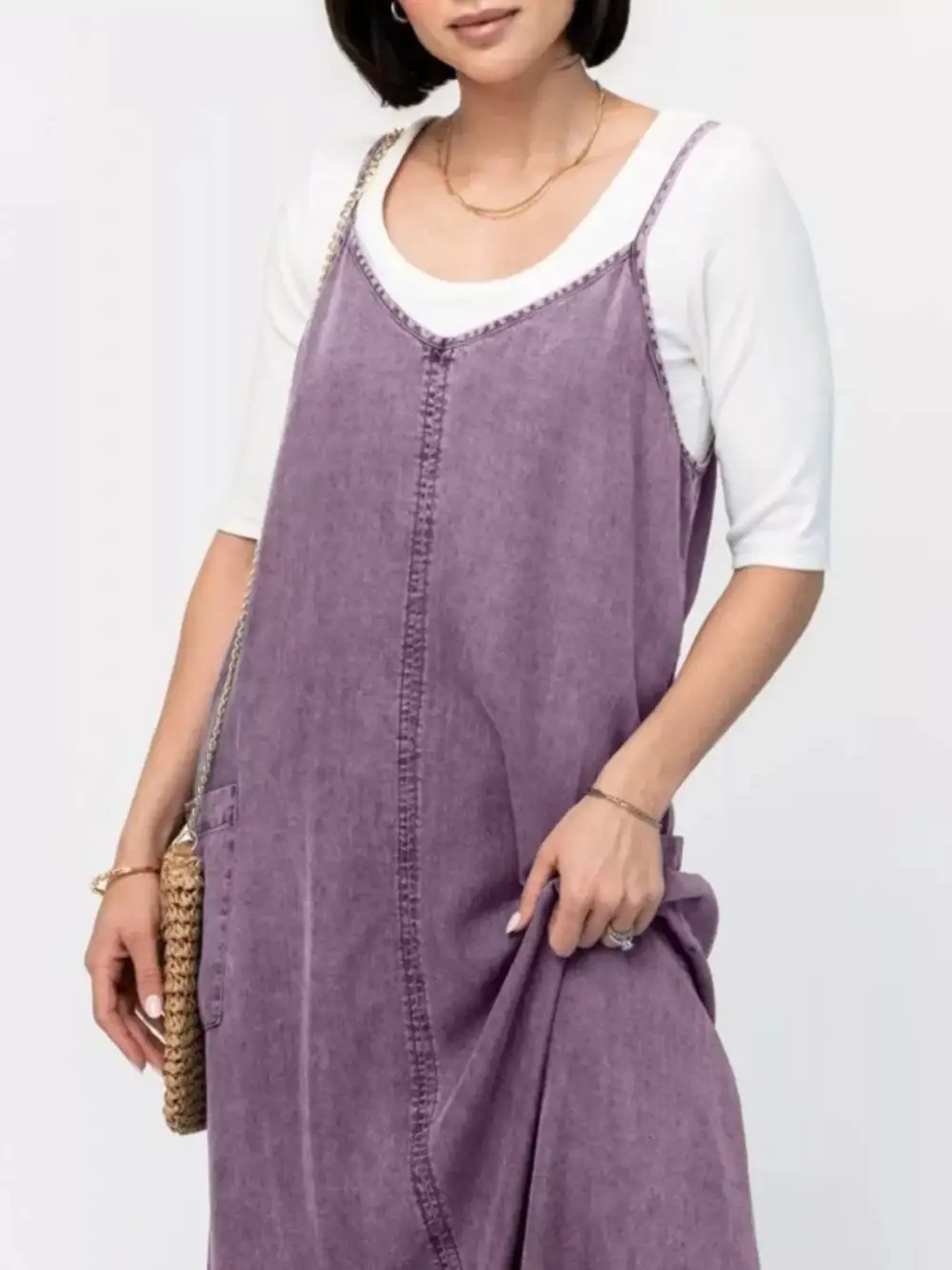 Casual Washed Denim Cami Maxi Dress