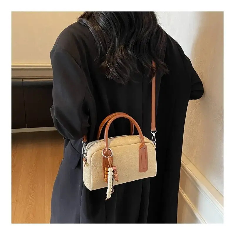 Casual Vintage Crossbody Satchel with Charm