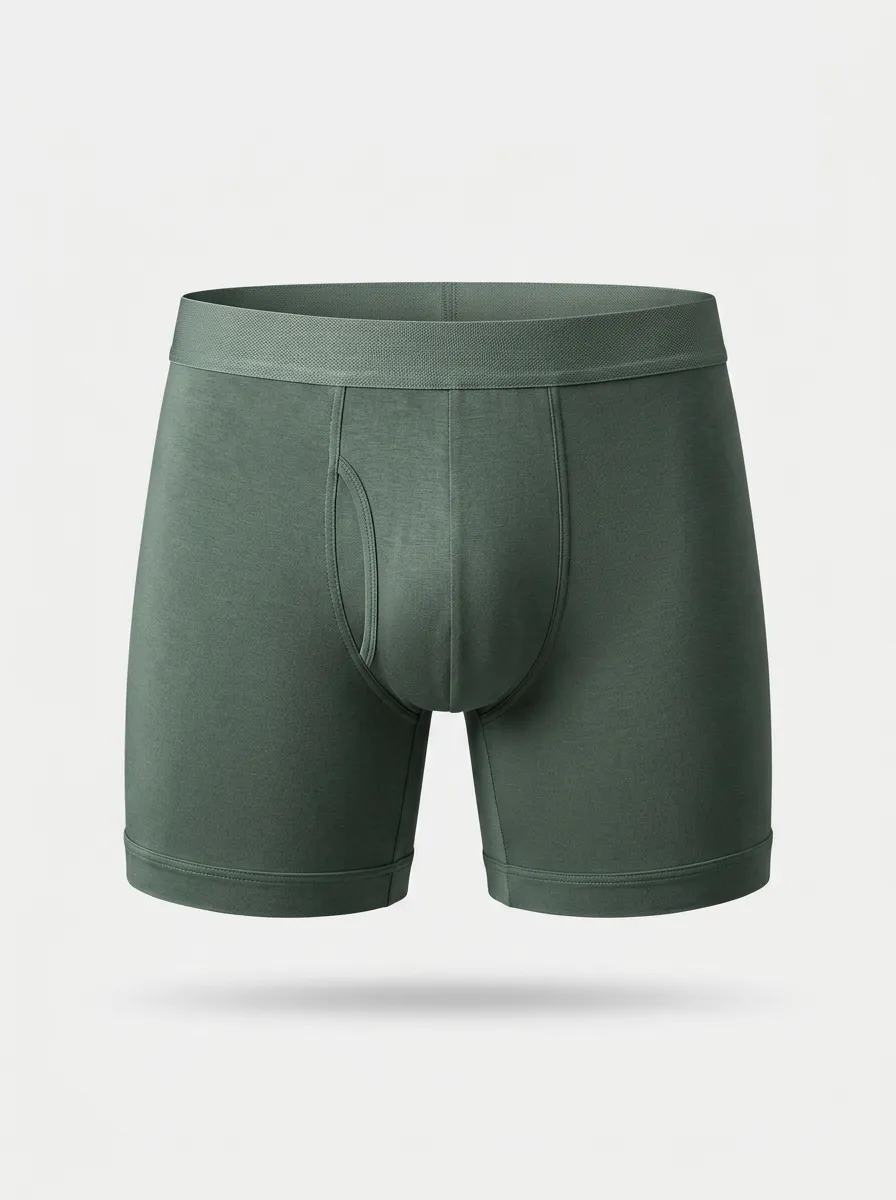 Men's Solid Olive Green Comfortable Boxer Briefs