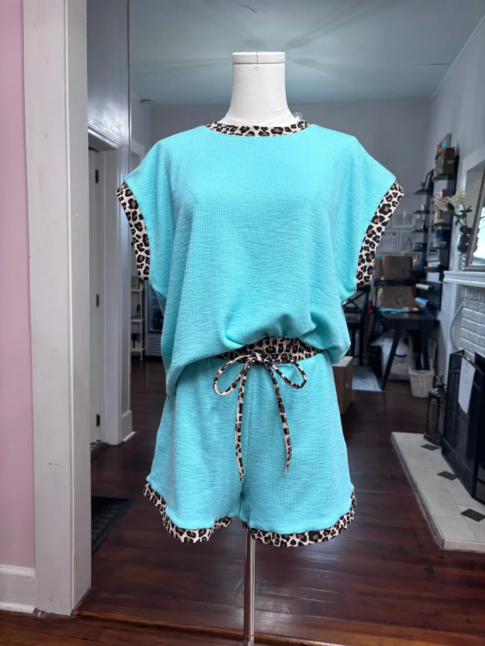 Leopard Trim Matching Set