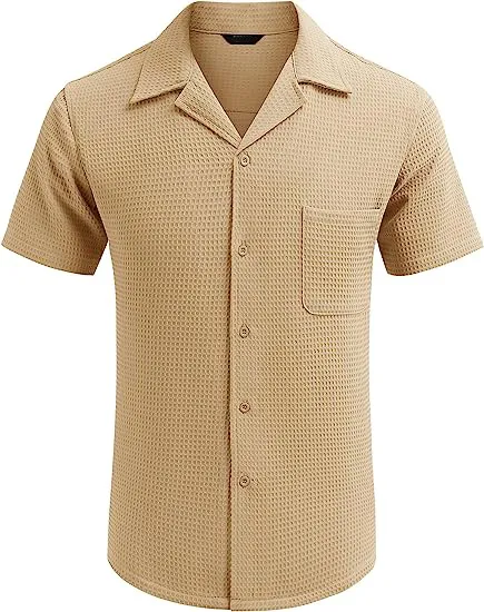 Textured Knit Open Collar Shirt
