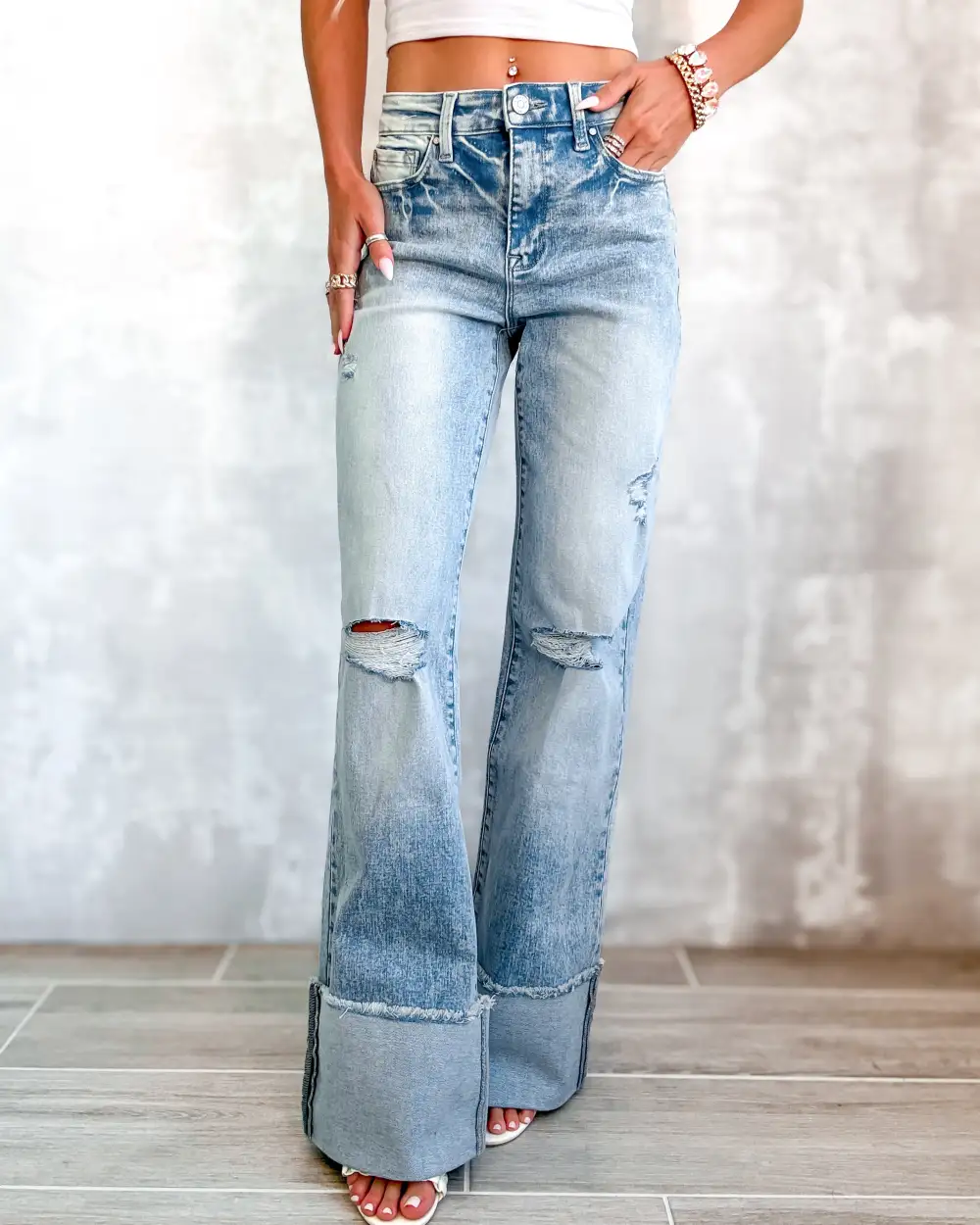 Modern Flared Cuffed Jeans