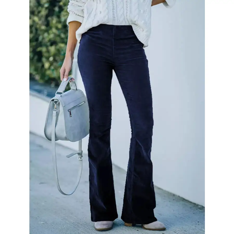 Full Size Corduroy Flare Pants Plus Size