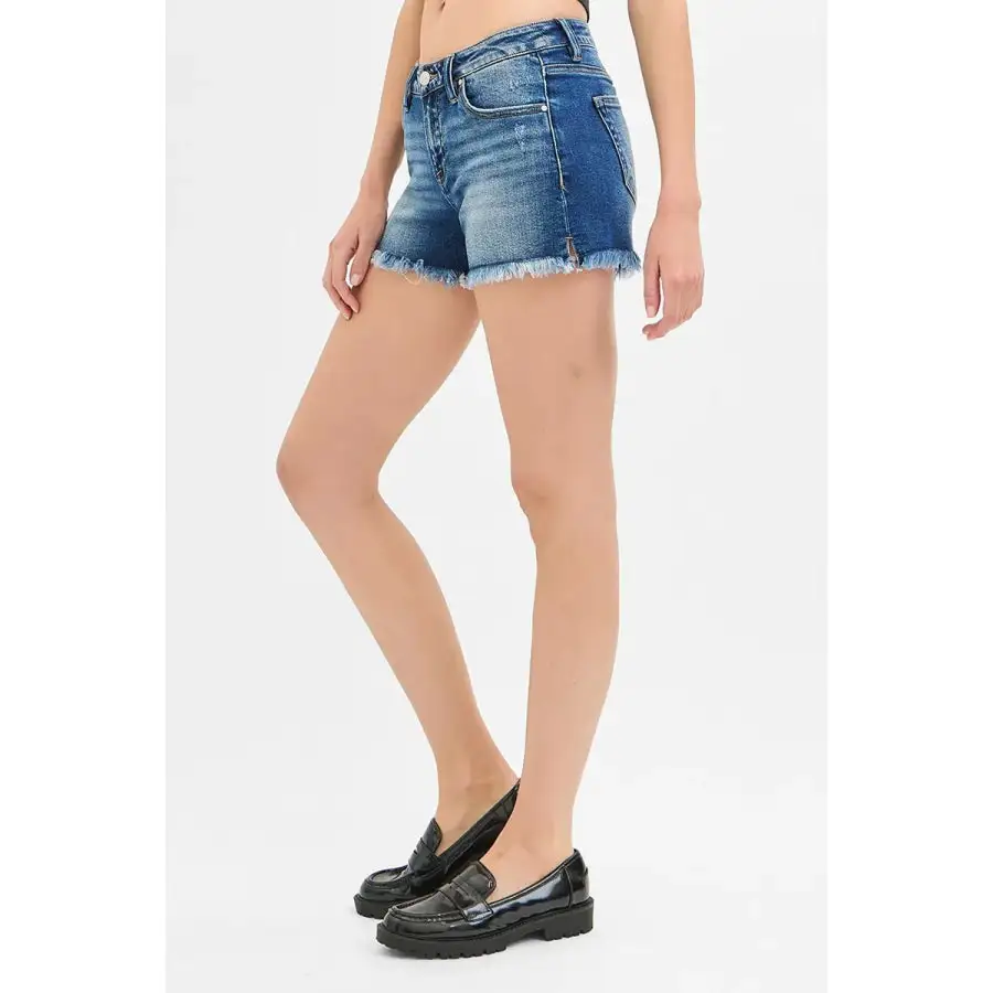 Full Size Low Rise Frayed Denim Shorts Plus Size