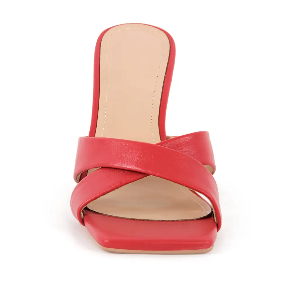 Square Toe Cross Band Mule Sandals