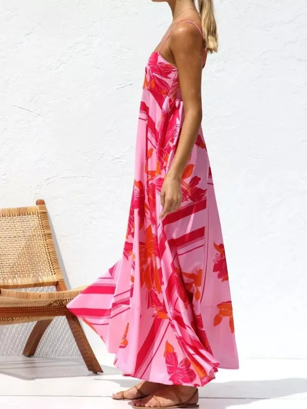 Printed Spaghetti-Strap Maxi Dress