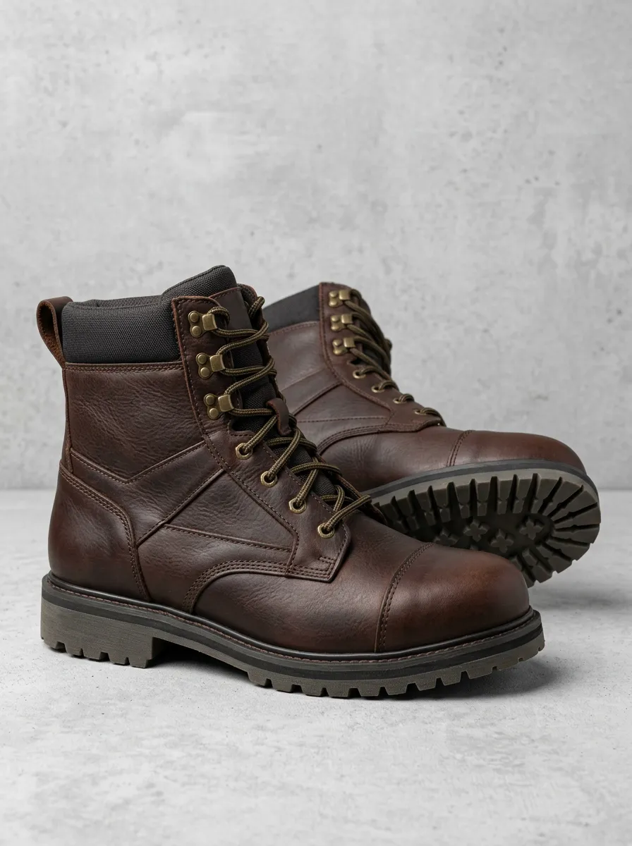 Men's Rugged Style Lace-Up Work Boots
