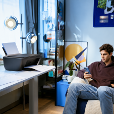 Wireless printer in a home workspace