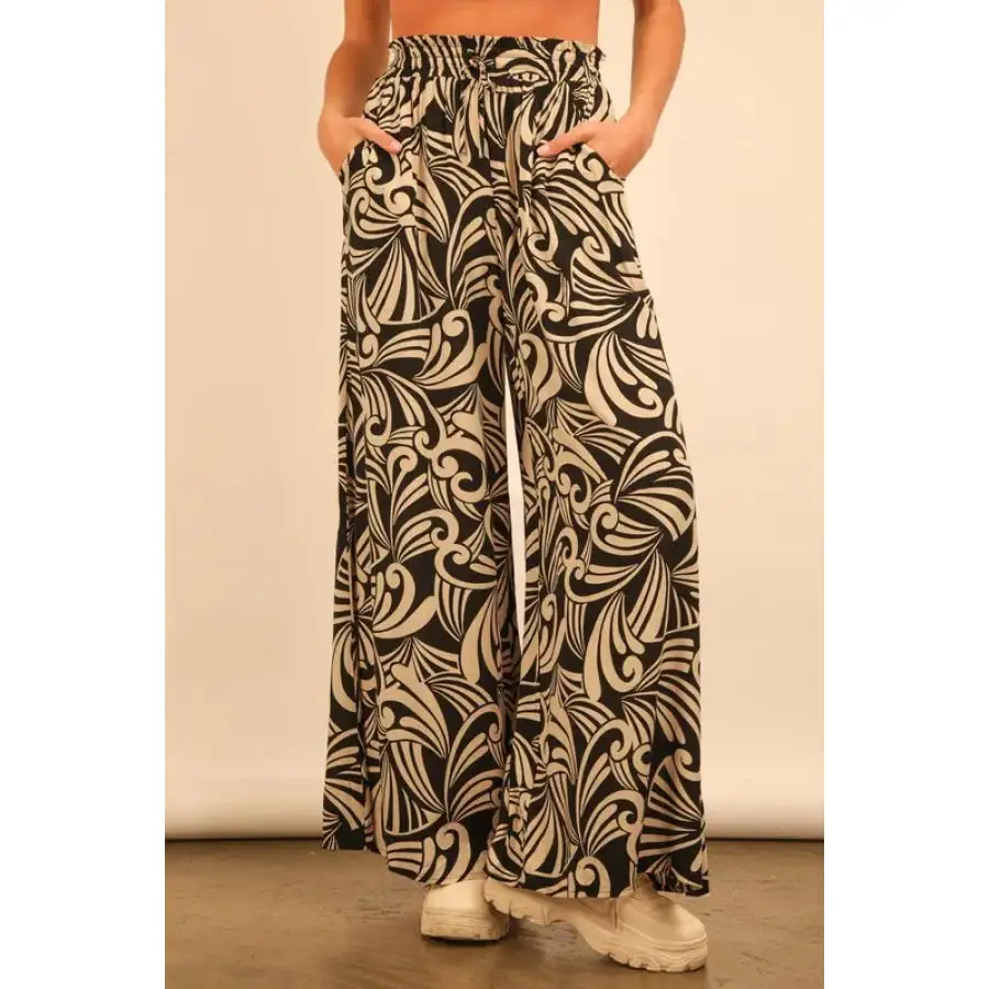 Full Size Printed Wide Leg Pants Plus Size