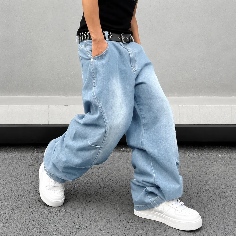 Distressed Wide-Leg Jeans