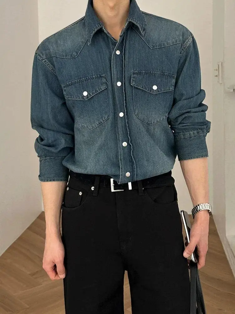 Faded Short Sleeve Denim Shirt