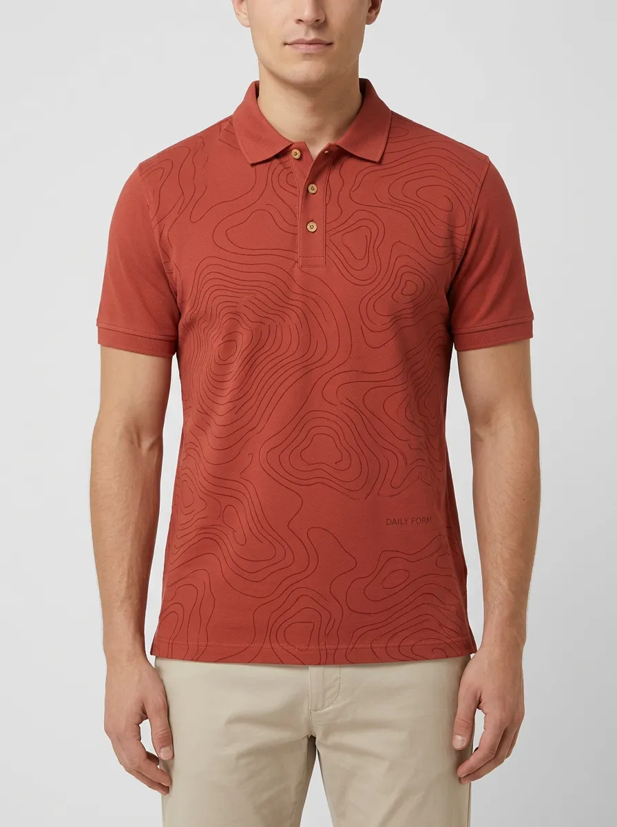 Refined Topographic Men's Polo Shirt