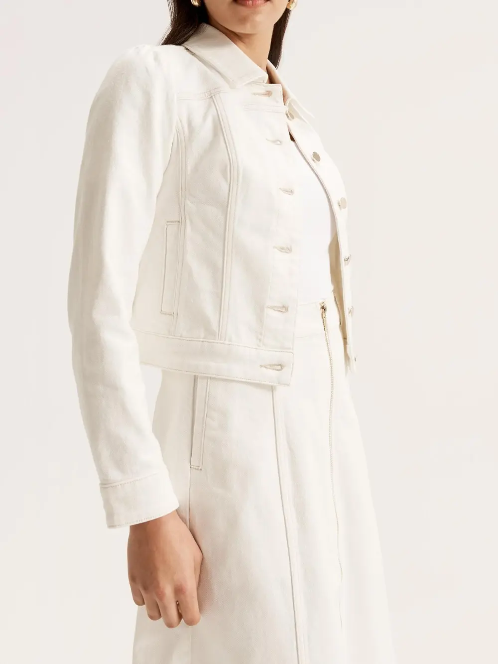 White Casual Denim Jacket