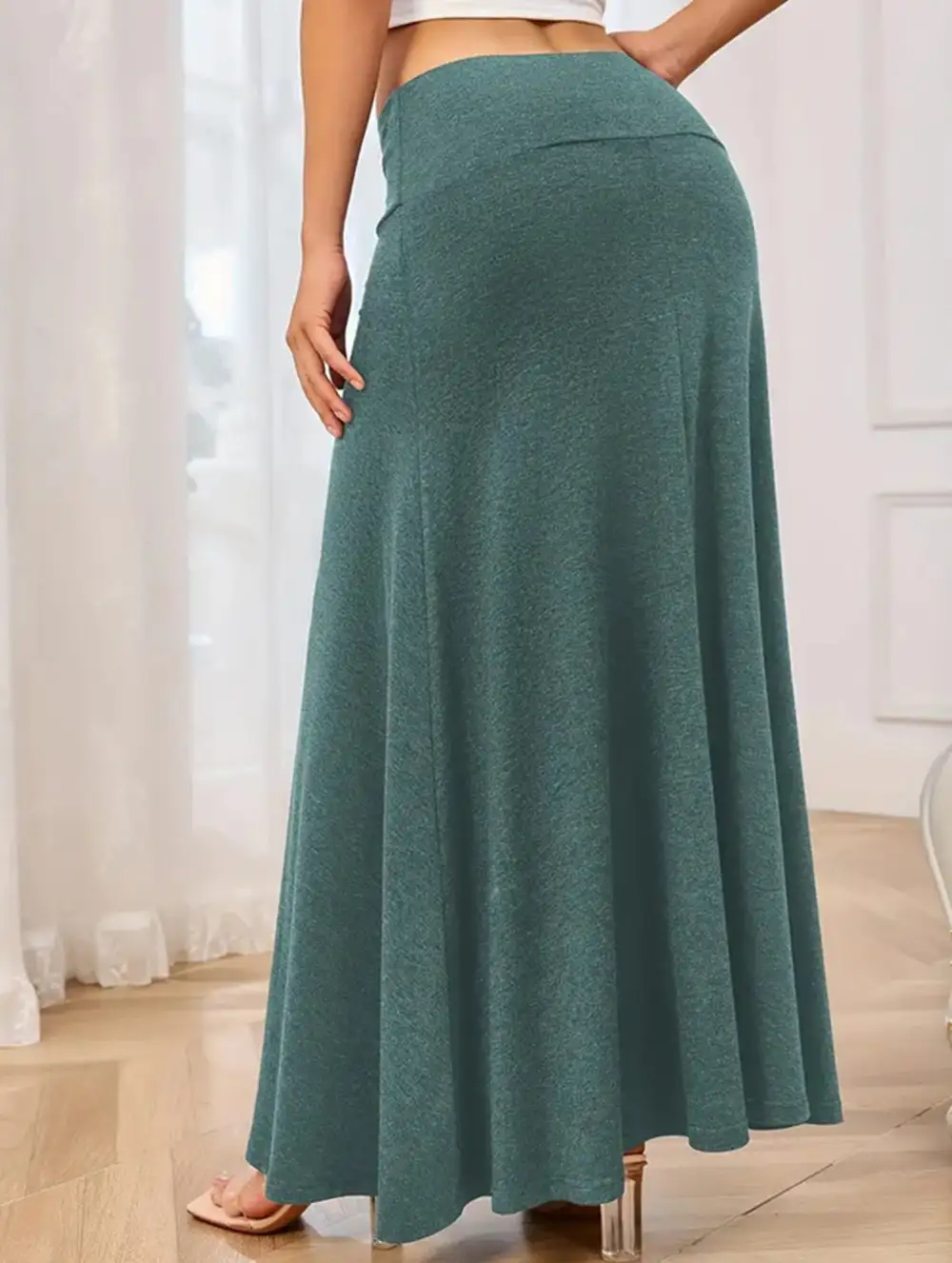 Knit High Waist Midi Skirt