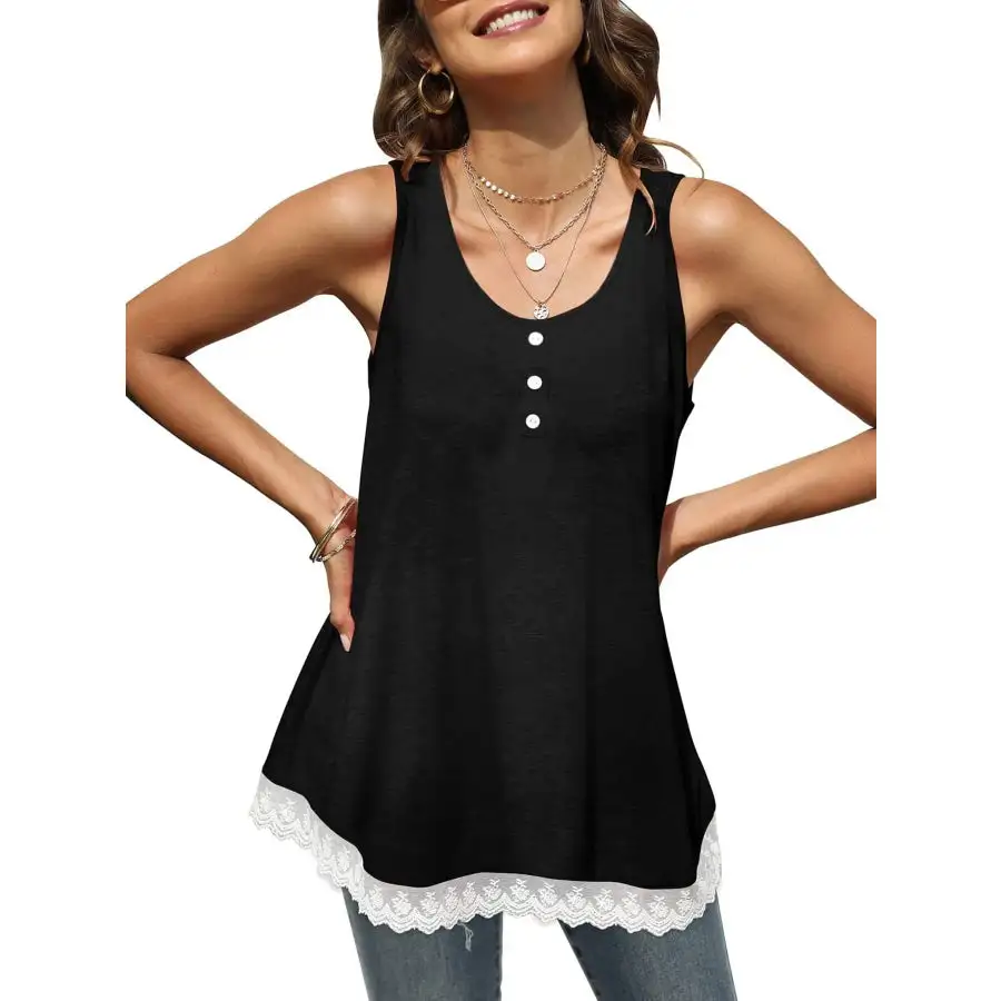 Lace Trim Wide Strap Tank Top
