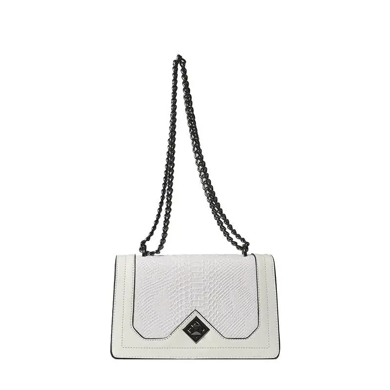 Snake Print Shoulder Crossbody Chain Square Bag