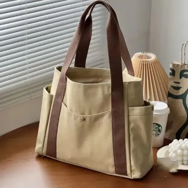 Minimalist Mustard Canvas Everyday Tote Bag