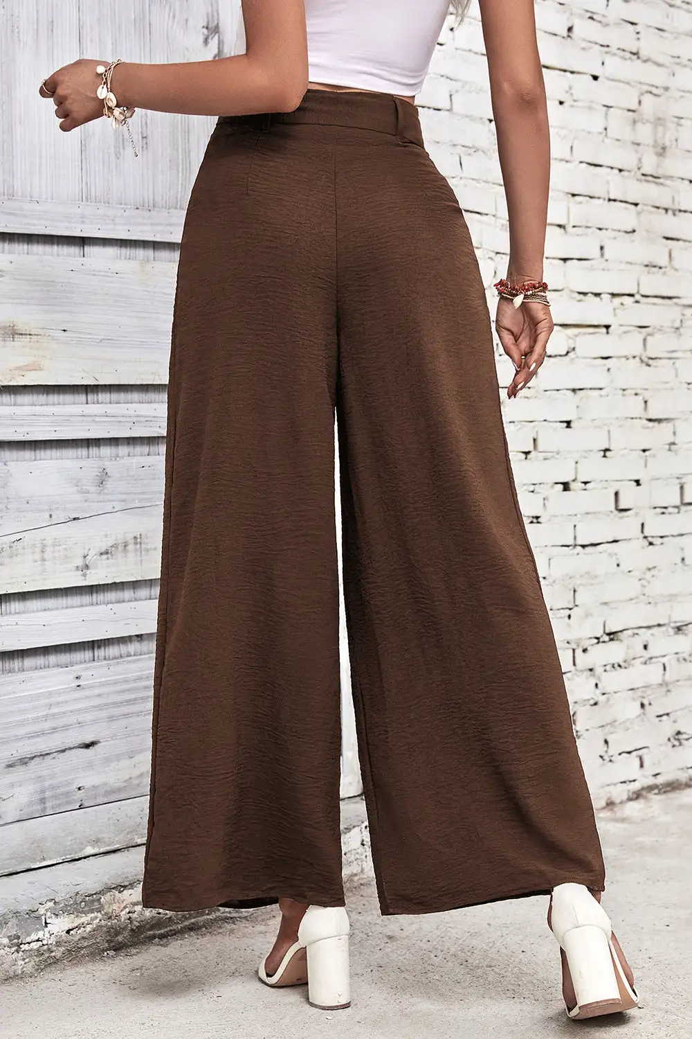 Wide Leg High Waist Ruched Versatile Pants