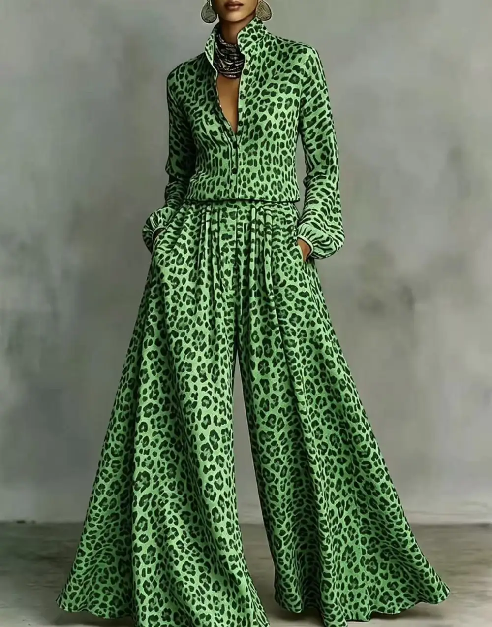 Wide-Leg Long-Sleeve Women's Matching Set