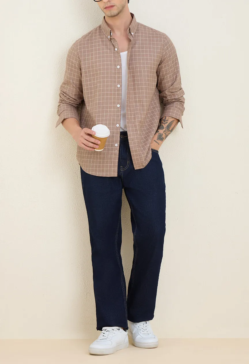 Weekend Windowpane Check Checked Slim Fit Men's Formal Shirt