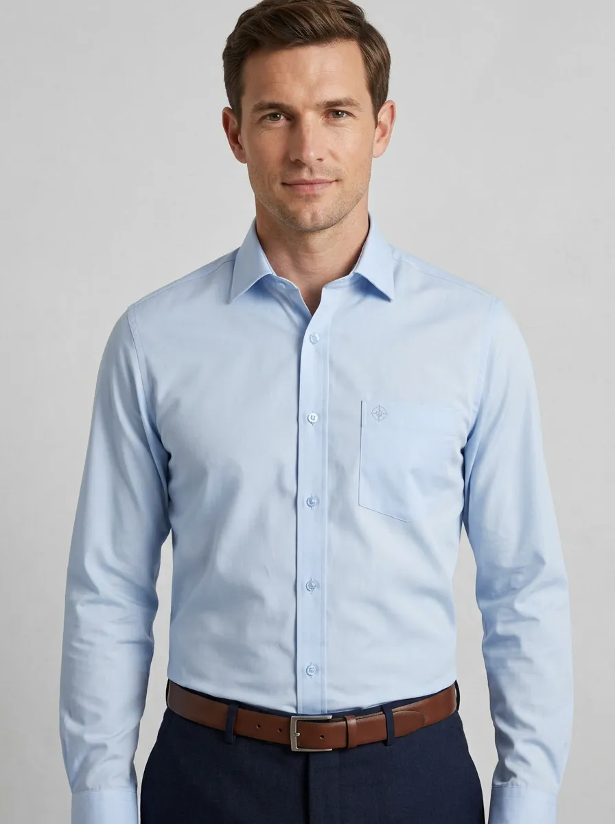 Men's Non-Iron Cotton Target Logo Embroidered Long Sleeve Shirt