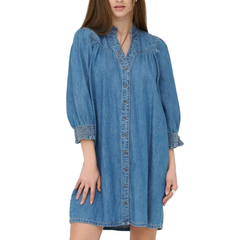 Denim Knit Three-Quarter-Sleeve Women's Mini Dress