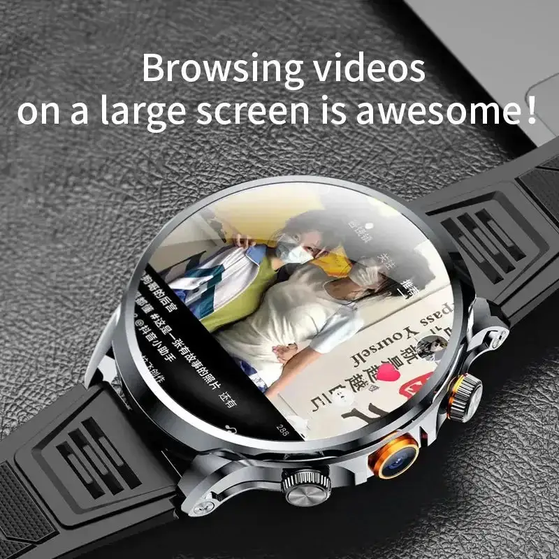 2025 new 4G Android smartwatch 1.95 inch IPS 360*360 screen with 200w camera GPS WiFi 32GB ROM smartwatch with 1100mAh battery