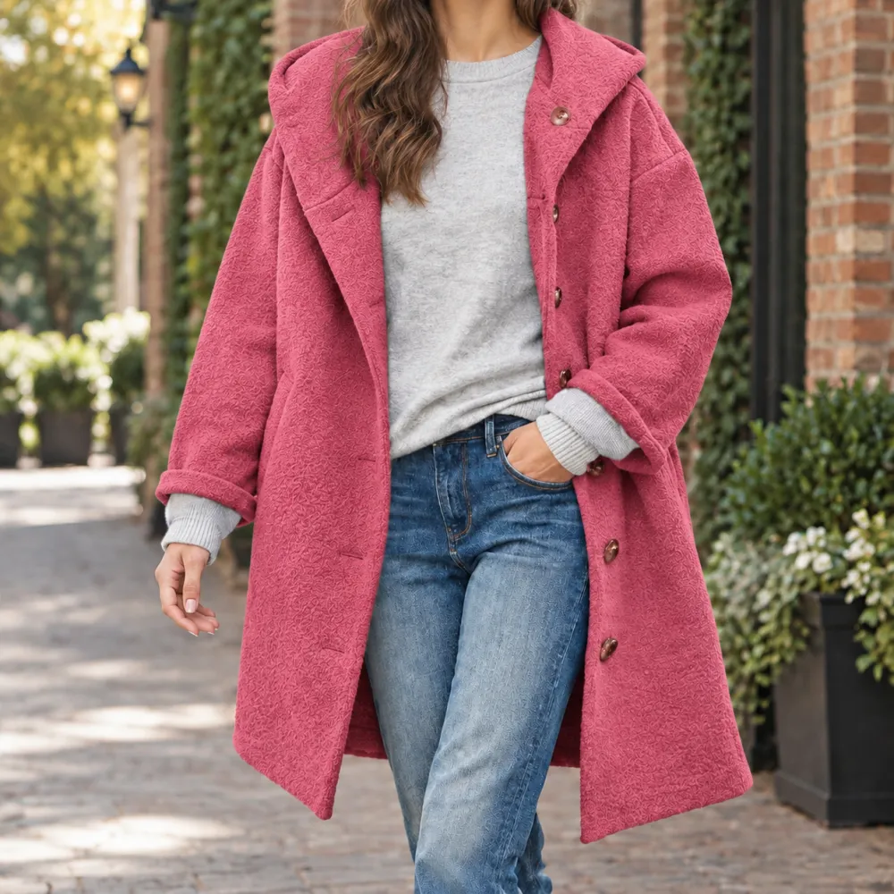 Single-Breasted Hooded Coat