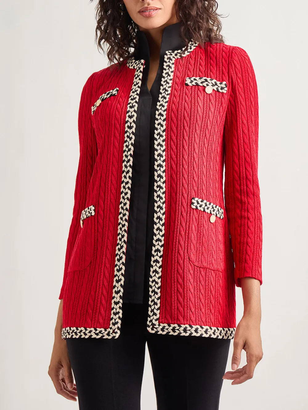 Contrast Colored Medium Length Jacket