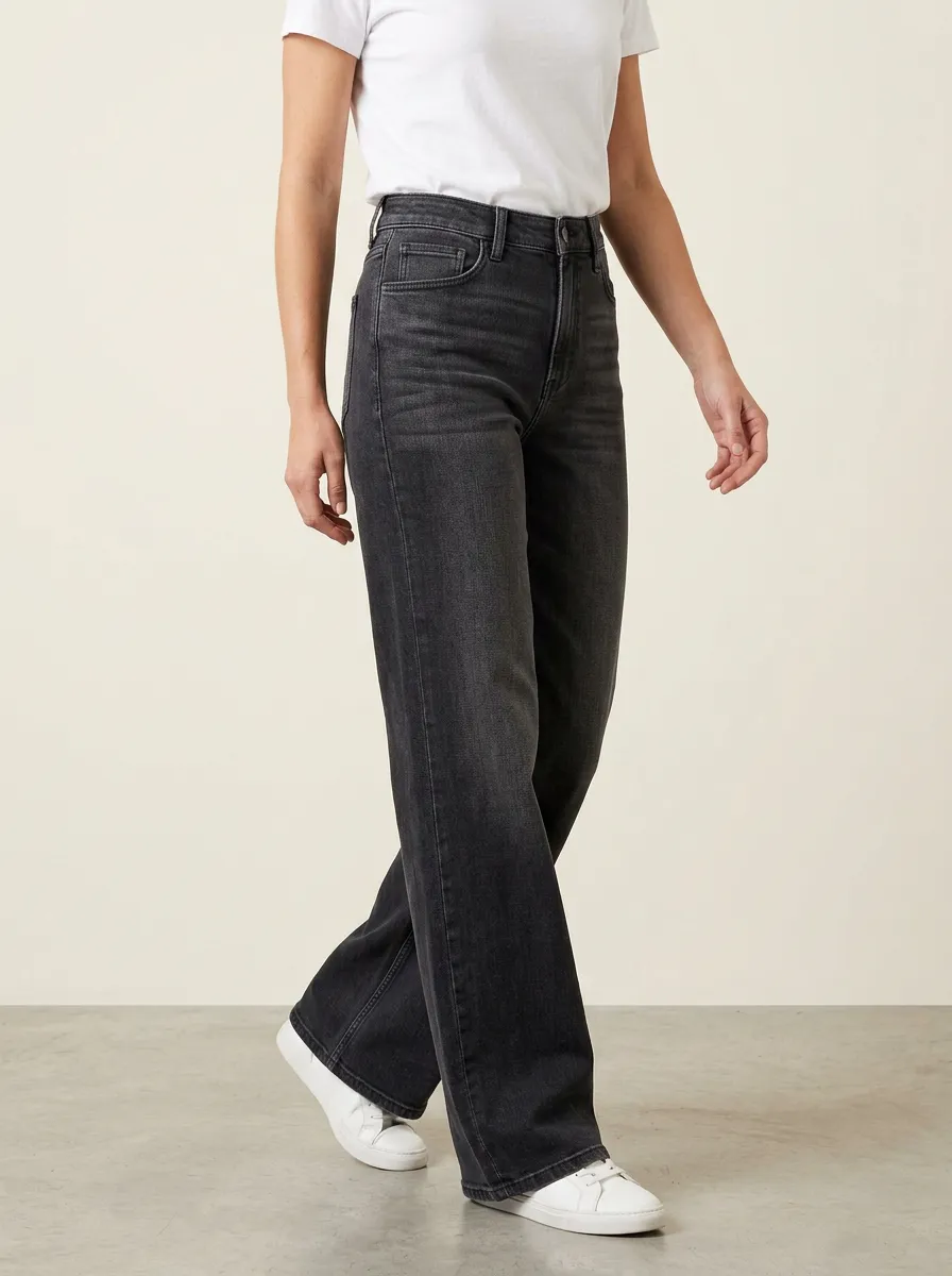 High-Rise Washed Casual Denim Jeans