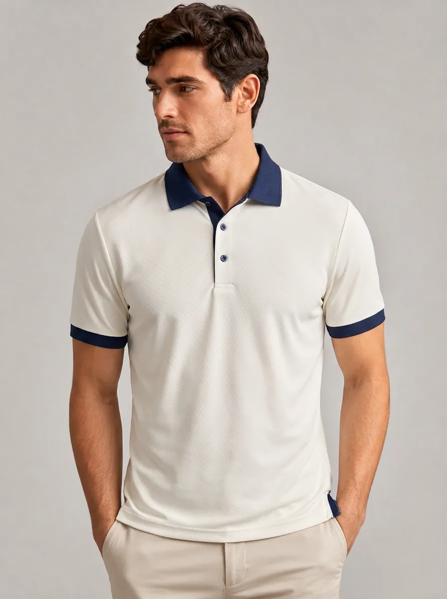 Men's Equestrian Lover Horse Pattern Printed Contrast Trim Polo Shirt