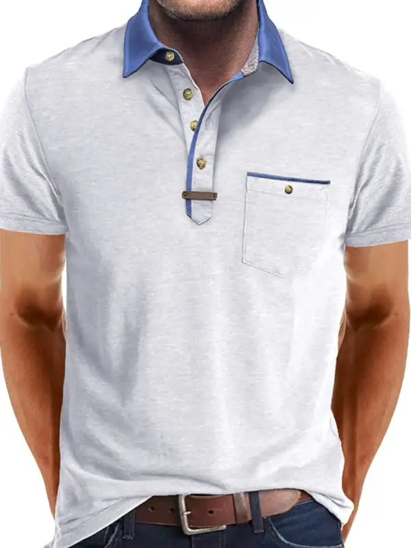 Contrast Detail Pocket Collared Polo Shirt