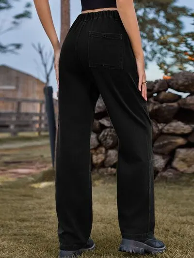 Raw Hem Ruffled Denim Jeans