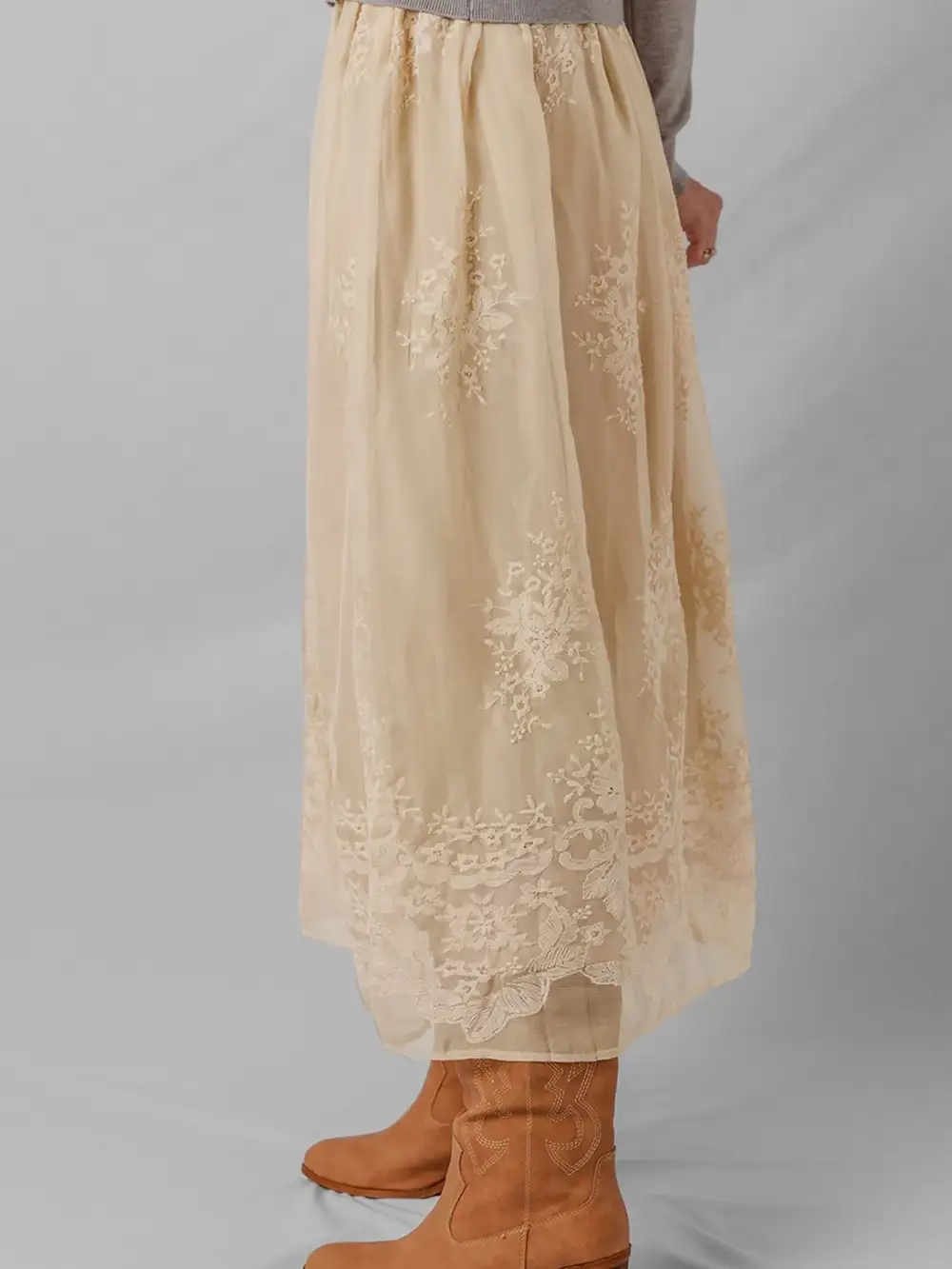 Textured Lace Mesh Skirt