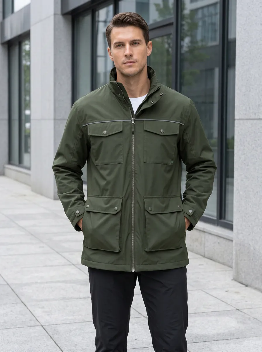 Men's Olive Green Waterproof Utility Jacket
