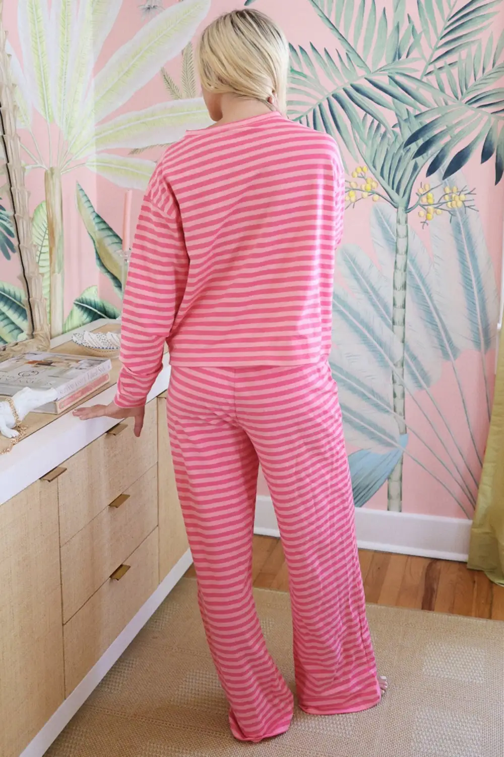 Stripe Pants Soft Pants Lounge Set Comfort