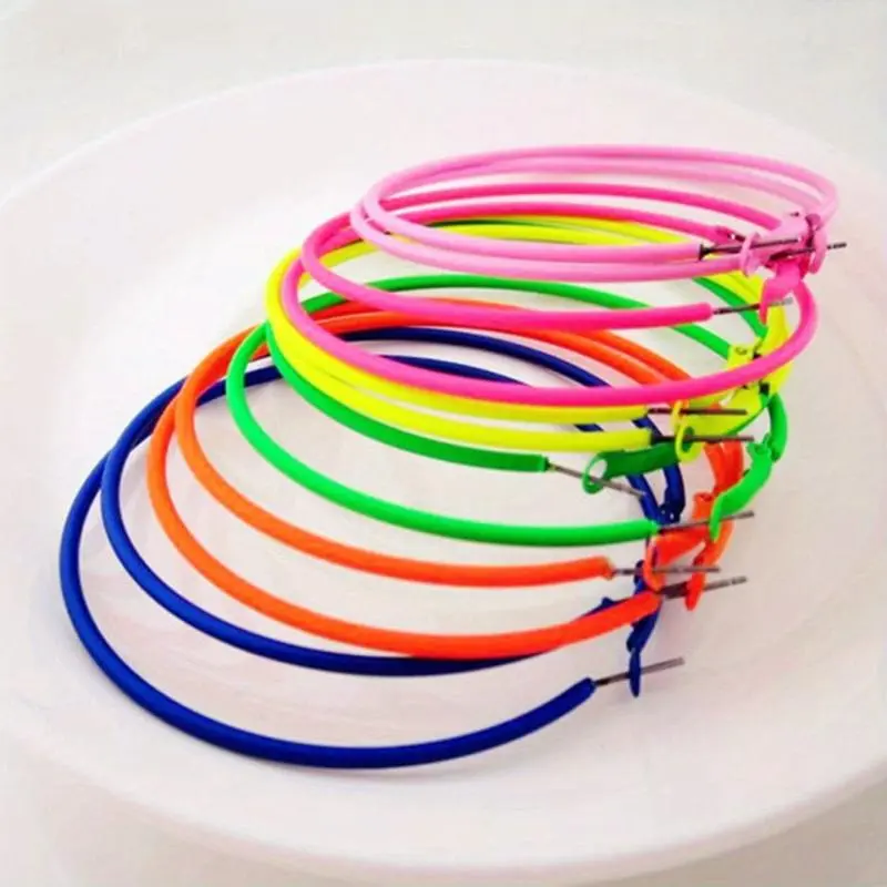 Pairs Colorful Hoop Earrings Set Sexy Style Alloy