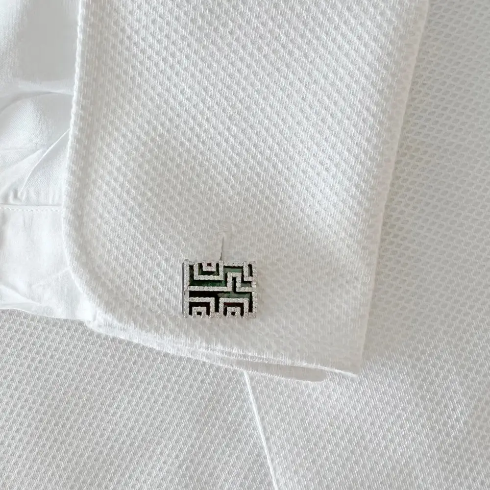 Classic Elegant Diamond Mother Of Pearl Cufflinks