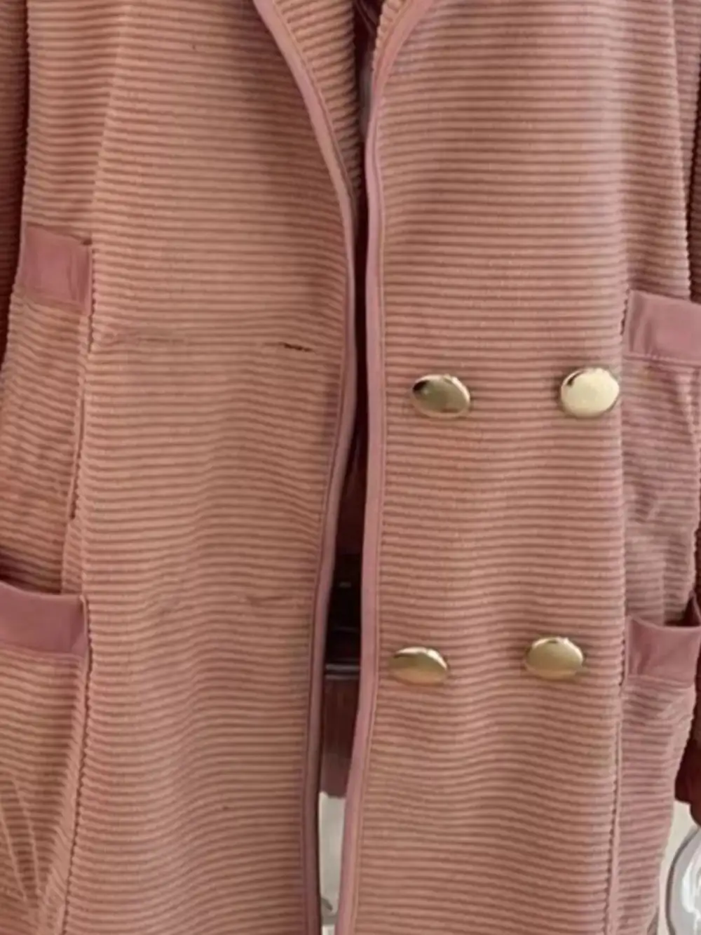 Double-Breasted Textured-Knit Blazer
