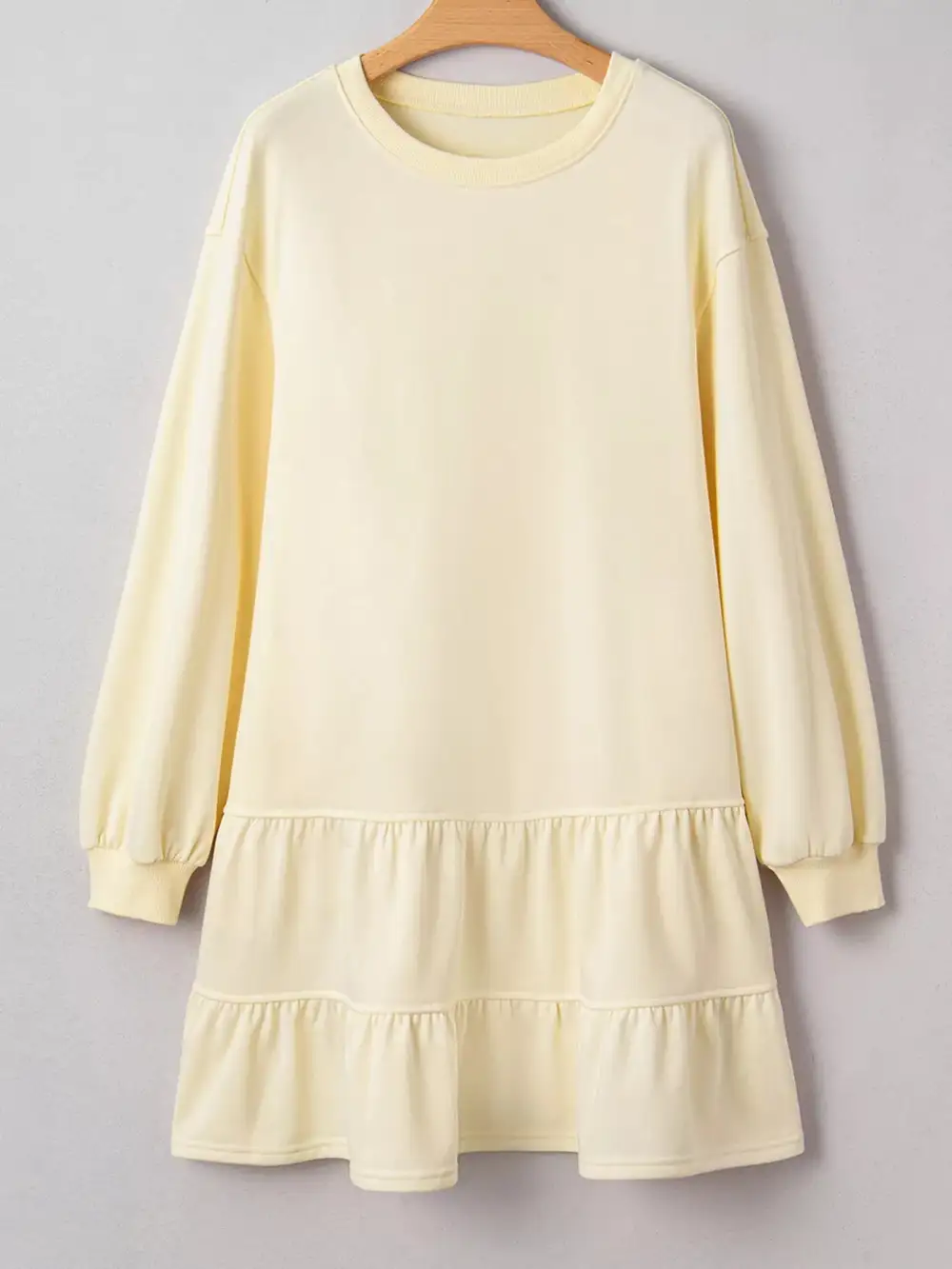 Gathered Detail Ruffle Tiered Long Sleeve Mini Dress
