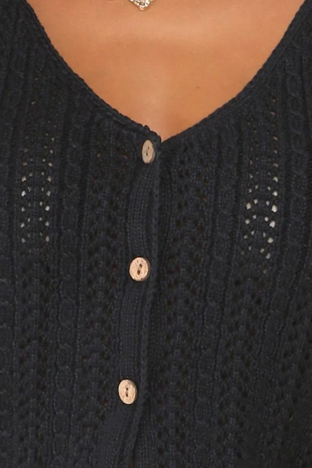 Daily Navy Blue Button-Front Sweater Vest Top